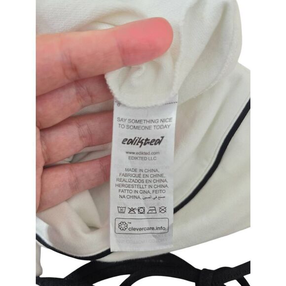 Edikted Celine Contrast Halter Top Size Medium White Black Crop - Picture 6 of 6